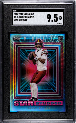 Commanders Jayden Daniels 2024 Topps Midnight No. SS-6 Star Studded SGC Graded 9.5 Rookie Single Card