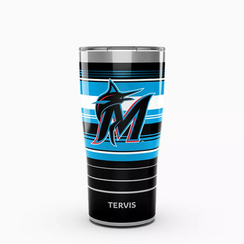 Marlins 20oz Hype Stripes Stainless Steel Tervis w/ Slider Lid