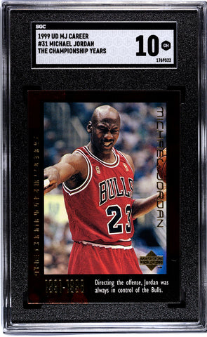 Bulls Michael Jordan 1999 Upper Deck MJ Career No.31 The Championship Years SGC Graded 10 Single Card (1769522)