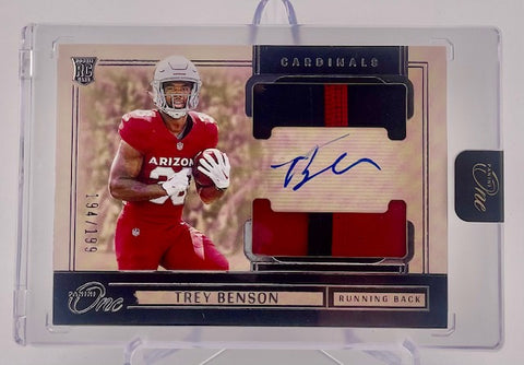 Cardinals Trey Benson 2024 Panini One No.46 #194/199 Autographed Relic Rookie Single Card