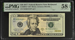 2017 $20 Federal Reserve Note Richmond Dollar Bill - Fr#2099-E*, NE* Block, Carranza/Mnuchin - PMG Graded 58 (Lot of 4)