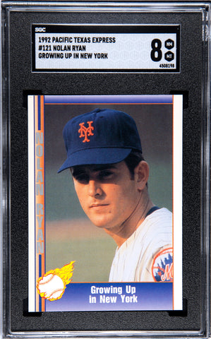 Mets Nolan Ryan 1992 Pacific Texas Express #121 Growing Up in New York SGC Graded 8 Single Card