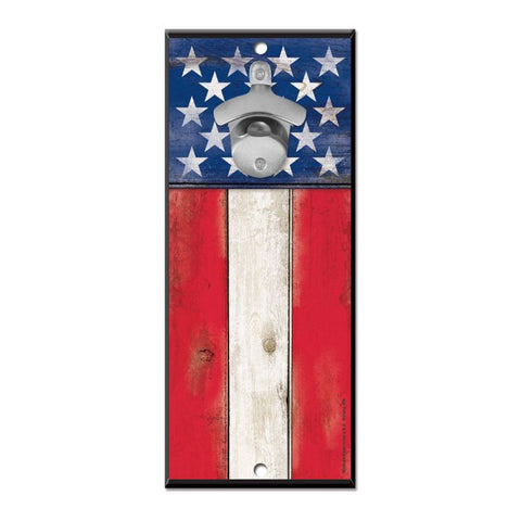 USA 5x11 Wood Bottle Opener Sign Flag