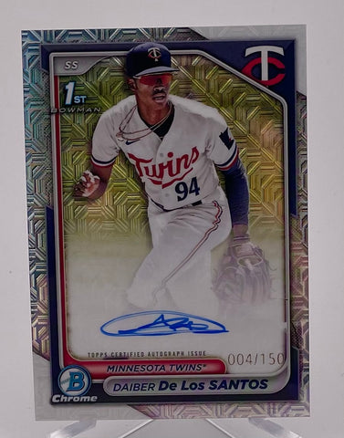 Twins Daiber De Los Santos 2024 Bowman Chrome No.CPA-DD #004/150 Autographed 1st Bowman Single Card