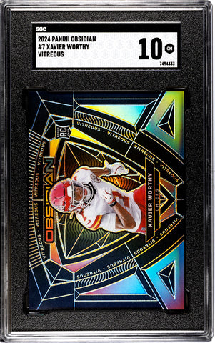 Chiefs Xavier Worthy 2024 Panini Obsidian No.7 Vitreous Case Hit SGC Graded 10 Rookie Single Card