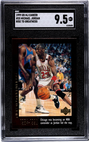 Bulls Michael Jordan 1999 Upper Deck MJ Career No.25 Rise to Greatness SGC Graded 9.5 Single Card (6155655)