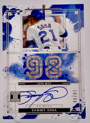 Cubs Sammy Sosa 2025 Panini Impeccable No.MVP-SS #10/98 Autographed Single Card