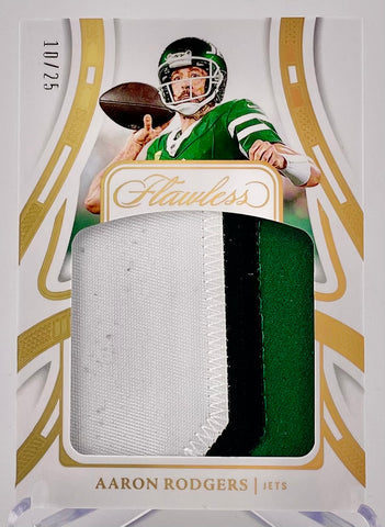 Jets Aaron Rodgers 2024 Panini Flawless No.P-ARS #10/25 Relic Single Card