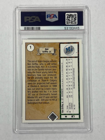 Mariners Ken Griffey Jr 1989 Upper Deck No.1 PSA Graded 9 Rookie Singl JP Sports Mariners Ken Griffey Jr 1989 Upper Deck No.1 PSA Graded 9 Rookie Singl JP Sports