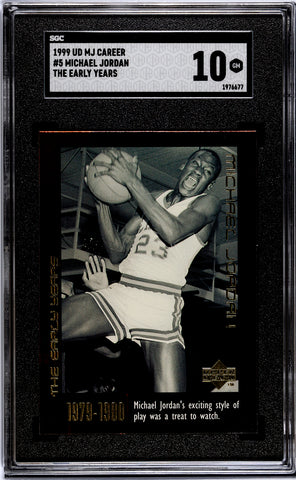 Bulls Michael Jordan 1999 Upper Deck MJ Career No.5 The Early Years SGC Graded 10 Single Card (1976677)