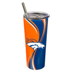 Broncos 20oz Stainless Steel Tumbler w/ Straw and Cleaning Brush