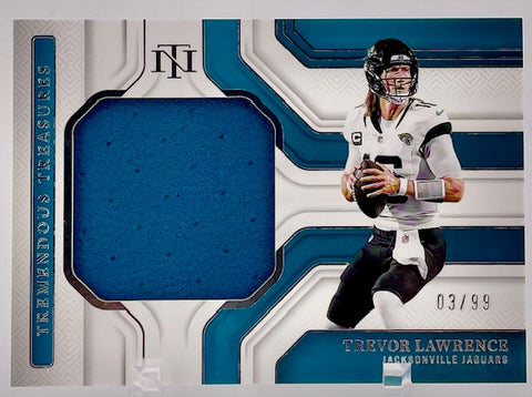 Jaguars Trevor Lawrence 2024 Panini National Treasures No.TTS-TLE #03/99 Relic Single Card