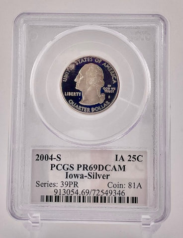 2004-S $0.25 Cent Piece Coin - Iowa Silver PCGS Graded PR69DCAM