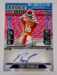 Broncos Troy Franklin 2024 Panini Contenders Optic No.113 #37/75 Variation Autographed Rookie Single Card