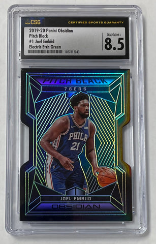 76ers Joel Embiid 2019-20 Panini Obsidian No.1 06/25 CSG 8.5 Graded Single Card