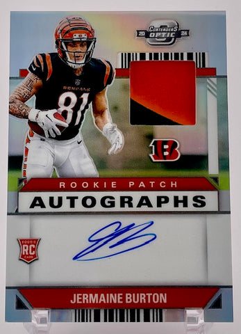 Bengals Jermaine Burton 2024 Panini Contenders Optic No.RPA-JBN #71/75 Autographed Relic Rookie Single Card