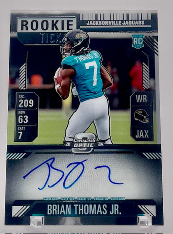 Jaguars Brian Thomas Jr 2024 Panini Contenders Optic No.103 Variation Autographed Rookie Single Card