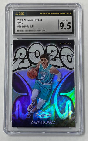 Hornets LaMelo Ball 2020-21 Panini Certified No.28 CSG 9.5 Graffiti Rookie Graded Single Card