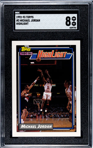 Bulls Michael Jordan 1992-93 Topps Highlight SGC Graded 8 Single Card