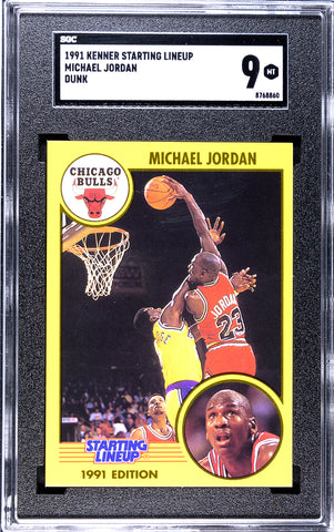 Bulls Michael Jordan 1991 Kenner Starting Lineup "Dunk" SGC Graded 9 Single Card (8768860)