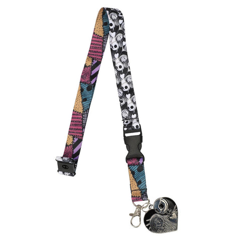 The Nightmare Before Christmas Jack & Sally Metal Charm Sublimated Lanyard