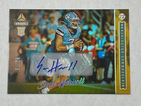 Washington Commanders Team Sam Howell 2022 Panini Luminance No.177 52/75 Autographed Rookie Single Card