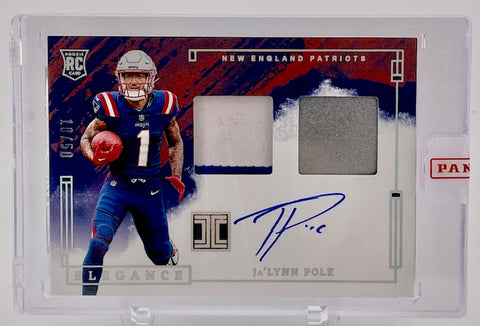 Patriots Ja'Lynn Polk 2024 Panini Impeccable No.RHP-JPK #10/50 Autographed Relic Rookie Single Card