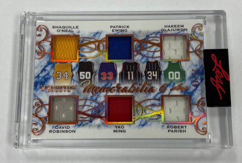 O'Neal Ewing Olajuwon Robinson Ming Parish 2021 Leaf Ultimate Sports No.UM6-03 #22/30 Relic Single Card