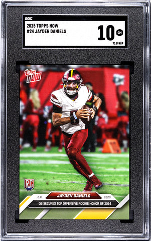 Commanders Jayden Daniels 2025 Topps Now No.24 SGC Graded 10 Rookie Single Card (7159489)