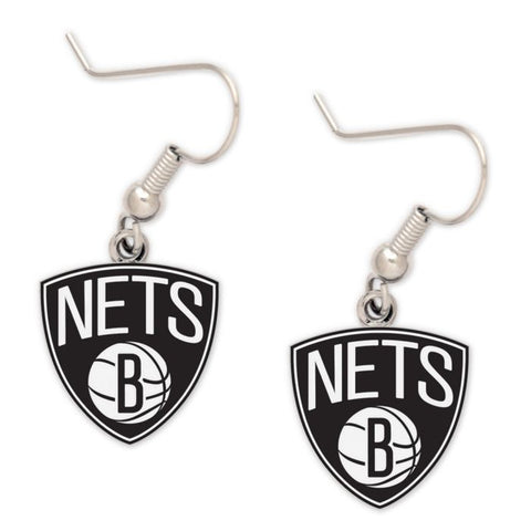 Nets Earrings Dangle Silver Logo