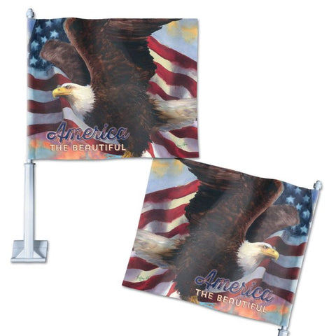 USA Car Flag 2-Sided "America the Beautiful"