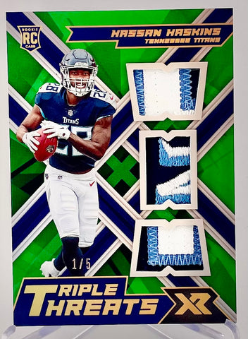 Titans Hassan Haskins 2022 Panini XR No.RTT-HH #1/5 Relic Rookie Single Card