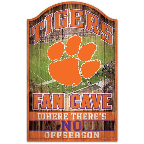 Clemson Wood Sign 11x17 Fan Cave