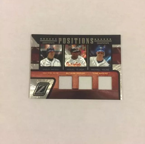 Matsui/Tejada/Young 2005 Zenith #05/75 Triple Relic Single Card