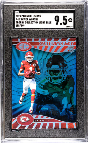 Chiefs Xavier Worthy 2024 Panini Illusions No.45 #188/249 SGC Graded 9.5 Rookie Single Card