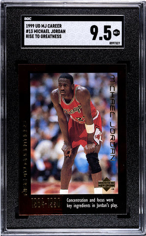 Bulls Michael Jordan 1999 Upper Deck MJ Career No.13 Rise to Greatness SGC Graded 9.5 Single Card (8597327)