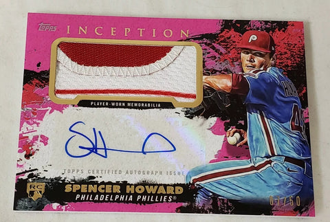 Phillies Spencer Howard 2021 Topps Inception 07/50 Rookie 2-Color Patch & Autographed Single Card