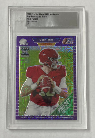 Alabama Mac Jones 2021 Leaf Pro Set Metal 1989 Pre-Production 1/1 Purple Mojo Rookie Single Card