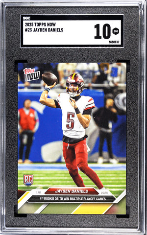 Commanders Jayden Daniels 2025 Topps Now No.23 SGC Graded 10 Rookie Single Card (5830937)