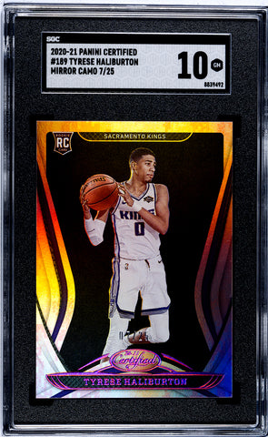 Kings Tyrese Haliburton 2020-21 Panini Certified No.189 #07/25 SGC Graded 10 Rookie Single Card