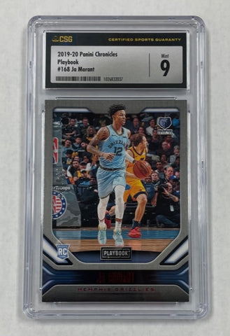 Grizzlies Ja Morant 2019-20 Panini Chronicles Playbook No.168 094/149 CSG Graded 9 Rookie Single Card