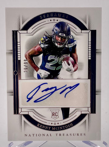 Seahawks Kenny McIntosh 2023 Panini National Treasures No.140 #29/99 Autographed Rookie Single Card