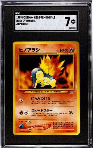 Pokémon Cyndaquil 1999 Japanese Neo Premium File No. 155 SGC Graded 7 Single Card