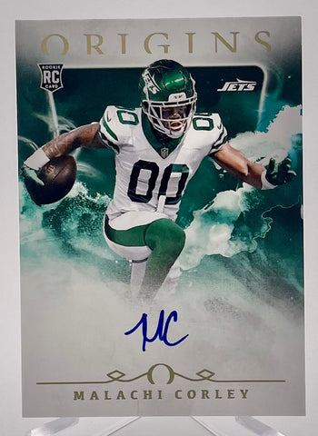 Jets Malachi Corley 2024 Panini Origins No.RAU-MCO Autographed Rookie Single Card