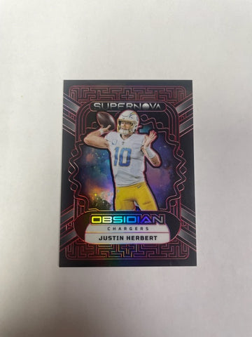 Chargers Justin Herbert 2023 Panini Obsidian Supernova No.8 #01/10 Single Card