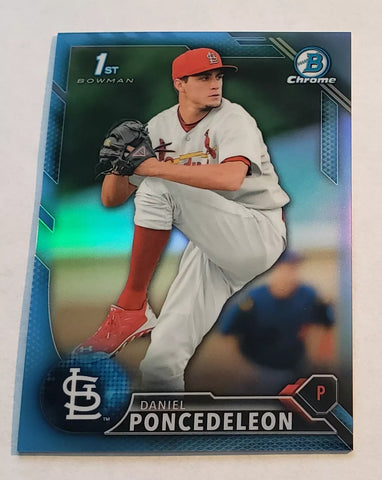 Cardinals Daniel Poncedeleon 2016 1st Bowman Blue Refractor 15/15 Single Card