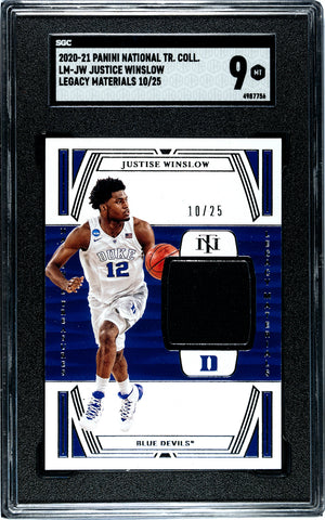 Duke Justice Winslow 2020-21 Panini National Treasures No.LM-JW #10/25 Relic SGC Graded 9 Single Card