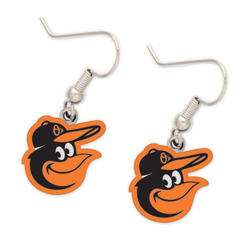 Orioles Earrings Dangle Silver Logo