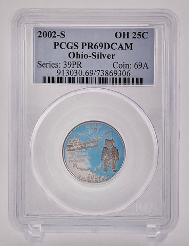 2002-S $0.25 Cent Piece Coin - Ohio Silver PCGS Graded PR69DCAM