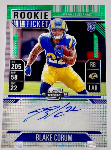 Rams Blake Corum 2024 Panini Contenders Optic No.112 #20/30 Autographed Rookie Single Card